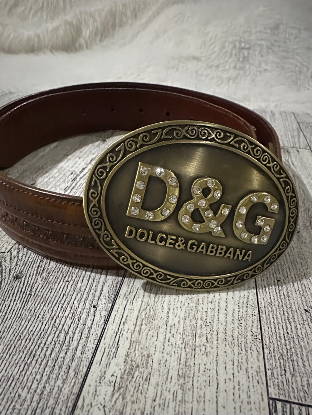 Dolce & Gabbana Brown Leather Belt with Embellished Gold Buckle - Picture 11 of 13